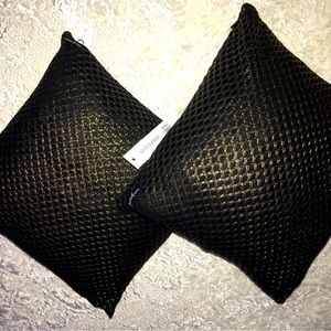 Set of TWO Ash & Dans Addy 16" X 16" Decorative Pillows Gold / Black Retail $330